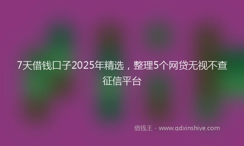 7天借钱口子2025年精选，整理5个网贷无视不查征信平台