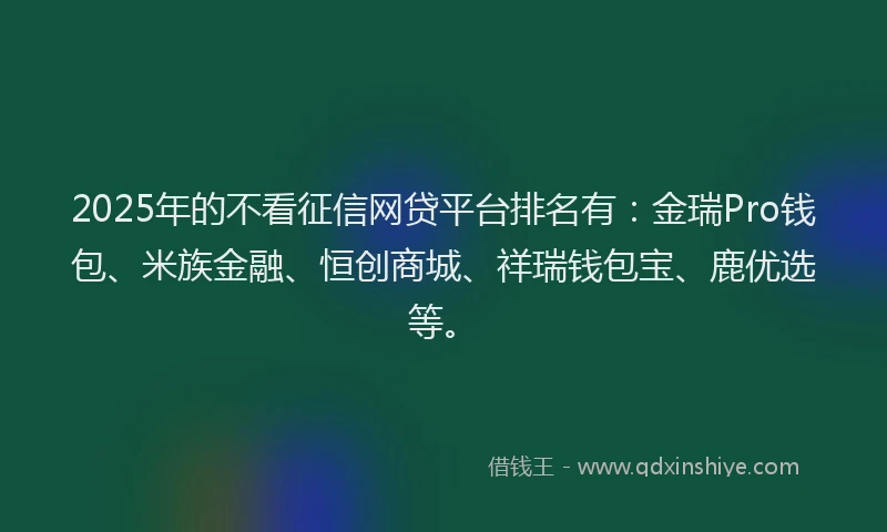 2025年的不看征信网贷平台排名有：金瑞Pro钱包、米族金融、恒创商城、祥瑞钱包宝、鹿优选等。