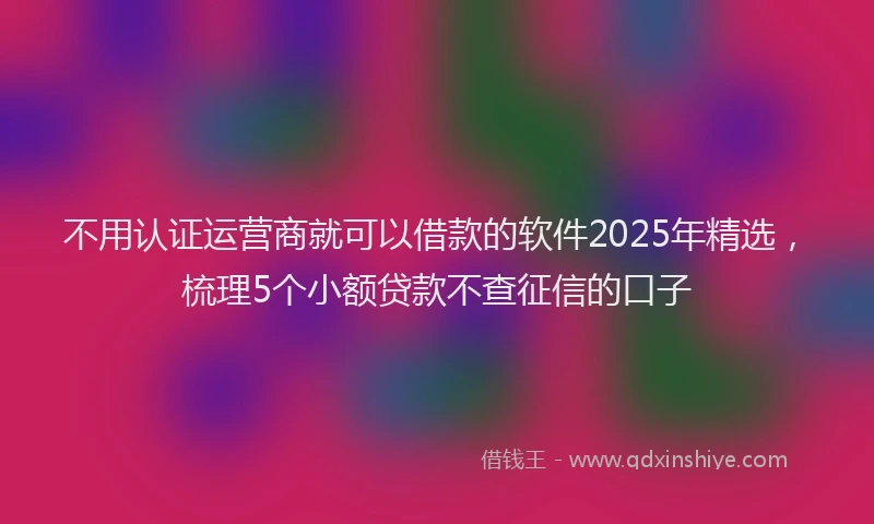 不用认证运营商就可以借款的软件2025年精选，梳理5个小额贷款不查征信的口子