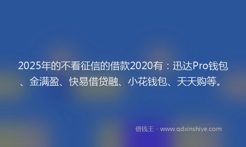 2025年的不看征信的借款2020有：迅达Pro钱包、金满盈、快易借贷融、小花钱包、天天购等。