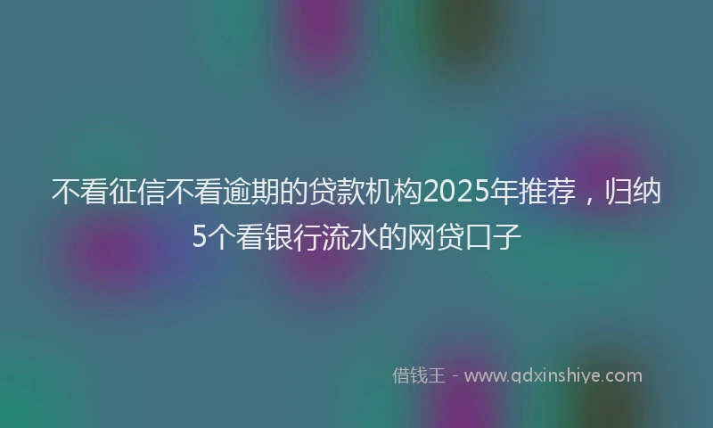 不看征信不看逾期的贷款机构2025年推荐，归纳5个看银行流水的网贷口子