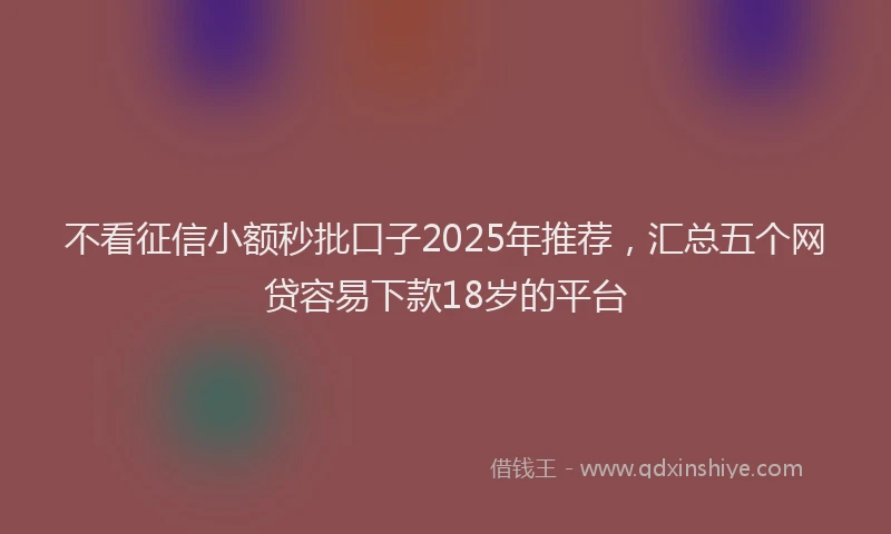 不看征信小额秒批口子2025年推荐，汇总五个网贷容易下款18岁的平台