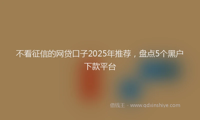 不看征信的网贷口子2025年推荐，盘点5个黑户下款平台