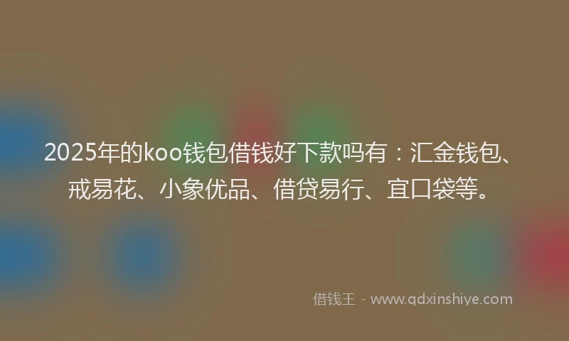 2025年的koo钱包借钱好下款吗有：汇金钱包、戒易花、小象优品、借贷易行、宜口袋等。