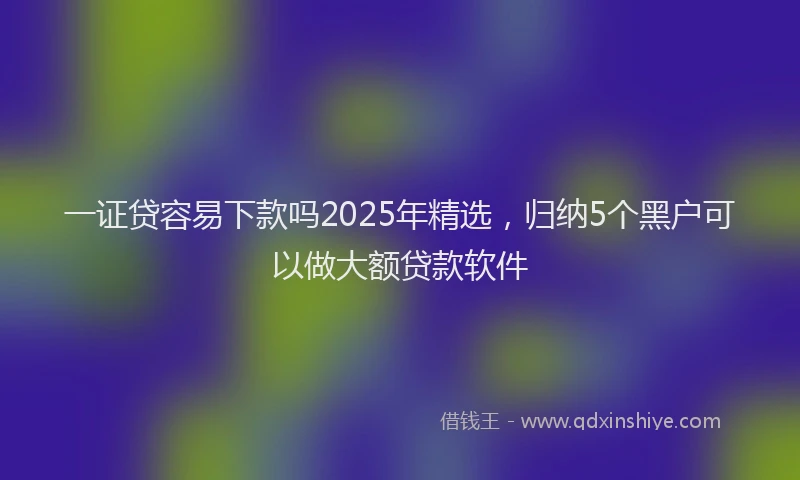 一证贷容易下款吗2025年精选，归纳5个黑户可以做大额贷款软件