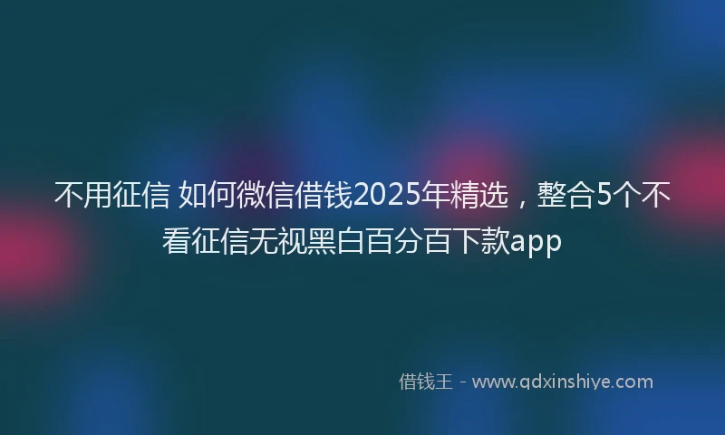 不用征信 如何微信借钱2025年精选，整合5个不看征信无视黑白百分百下款app