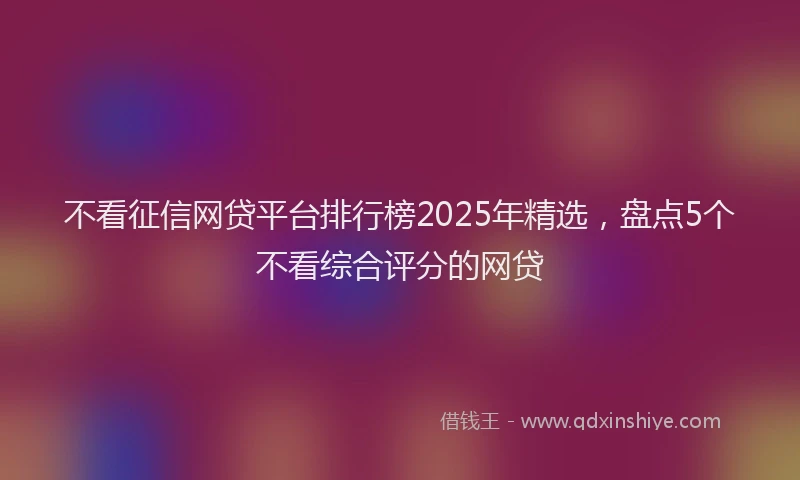 不看征信网贷平台排行榜2025年精选，盘点5个不看综合评分的网贷