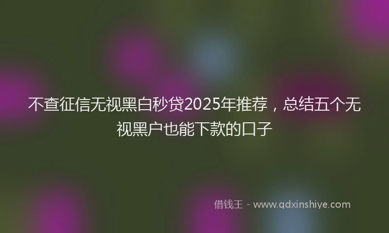不查征信无视黑白秒贷2025年推荐，总结五个无视黑户也能下款的口子