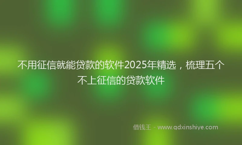不用征信就能贷款的软件2025年精选，梳理五个不上征信的贷款软件