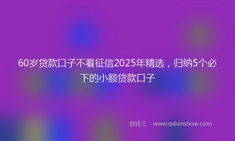 60岁贷款口子不看征信2025年精选，归纳5个必下的小额贷款口子