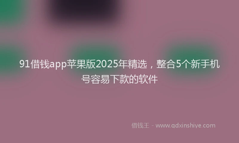 91借钱app苹果版2025年精选，整合5个新手机号容易下款的软件