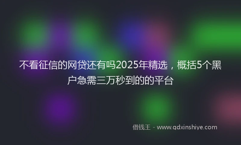 不看征信的网贷还有吗2025年精选，概括5个黑户急需三万秒到的的平台