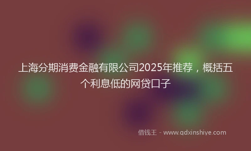 上海分期消费金融有限公司2025年推荐，概括五个利息低的网贷口子