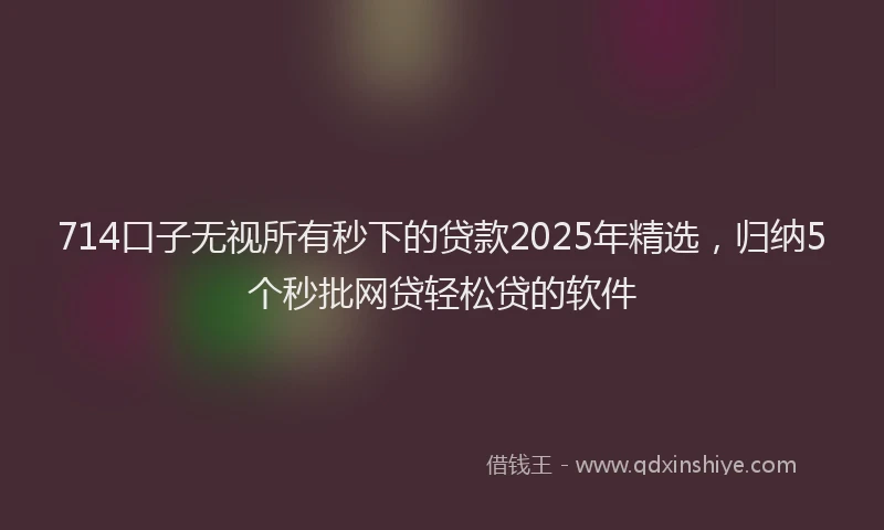 714口子无视所有秒下的贷款2025年精选，归纳5个秒批网贷轻松贷的软件