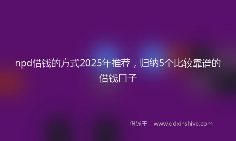 npd借钱的方式2025年推荐，归纳5个比较靠谱的借钱口子