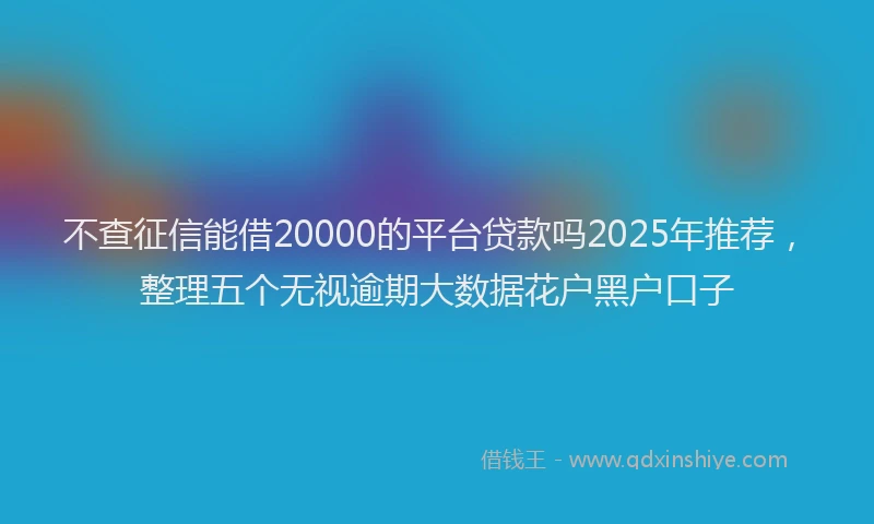 不查征信能借20000的平台贷款吗2025年推荐，整理五个无视逾期大数据花户黑户口子