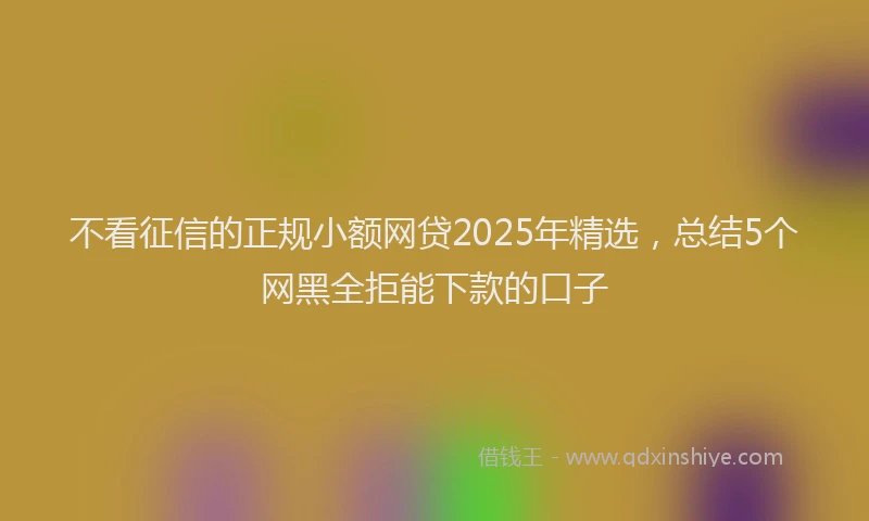 不看征信的正规小额网贷2025年精选，总结5个网黑全拒能下款的口子