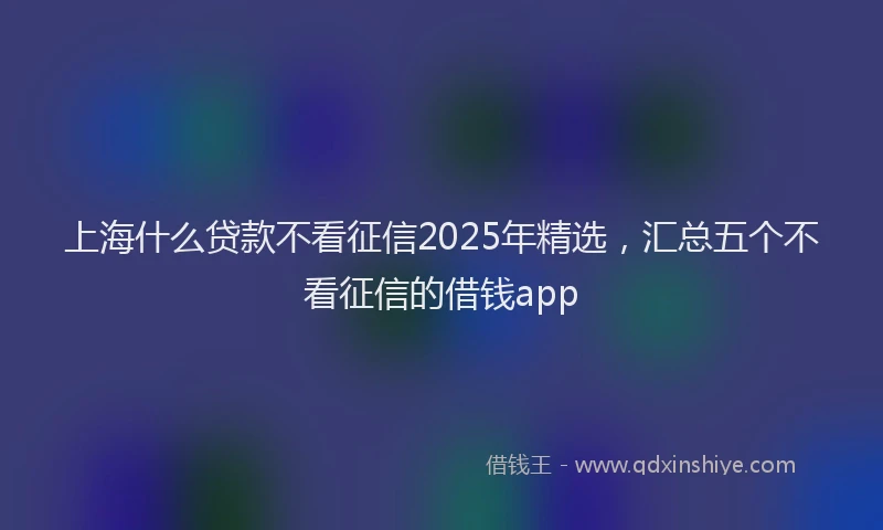 上海什么贷款不看征信2025年精选，汇总五个不看征信的借钱app