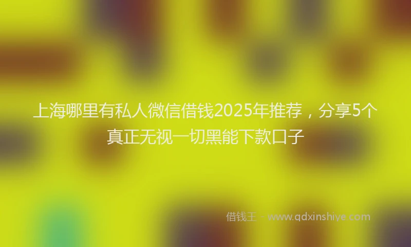 上海哪里有私人微信借钱2025年推荐，分享5个真正无视一切黑能下款口子