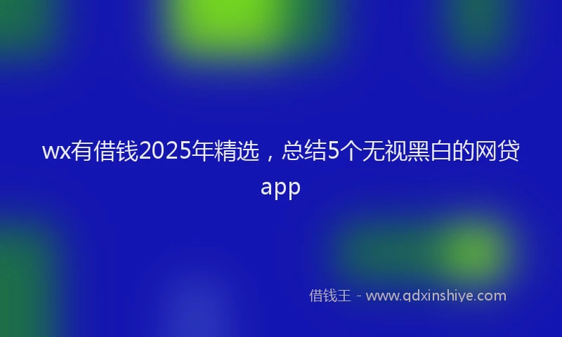 wx有借钱2025年精选，总结5个无视黑白的网贷app
