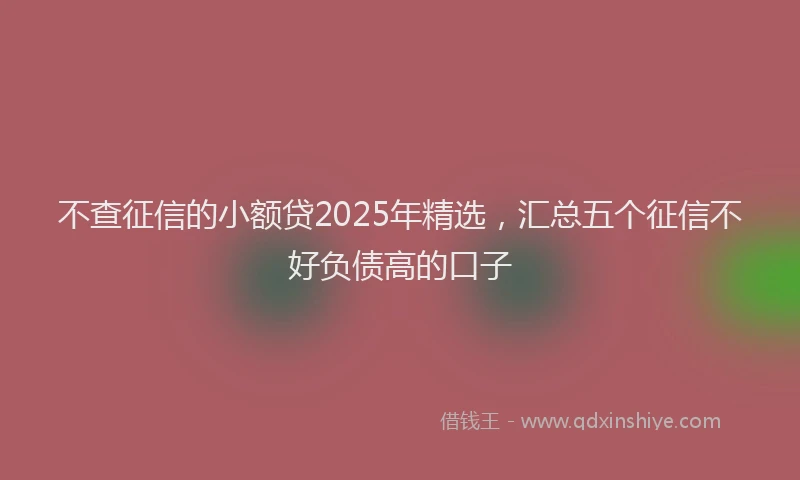 不查征信的小额贷2025年精选，汇总五个征信不好负债高的口子