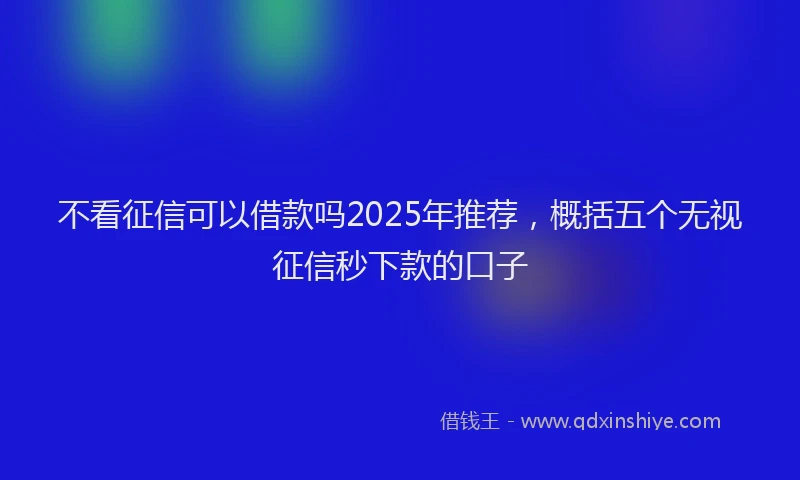 不看征信可以借款吗2025年推荐，概括五个无视征信秒下款的口子