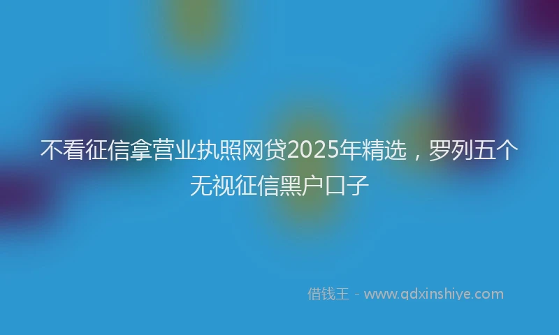不看征信拿营业执照网贷2025年精选，罗列五个无视征信黑户口子