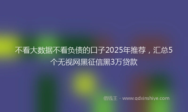 不看大数据不看负债的口子2025年推荐，汇总5个无视网黑征信黑3万贷款