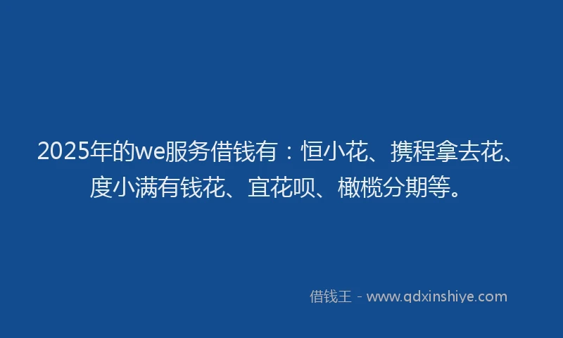2025年的we服务借钱有：恒小花、携程拿去花、度小满有钱花、宜花呗、橄榄分期等。