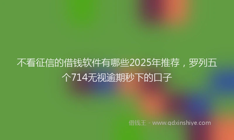 不看征信的借钱软件有哪些2025年推荐，罗列五个714无视逾期秒下的口子