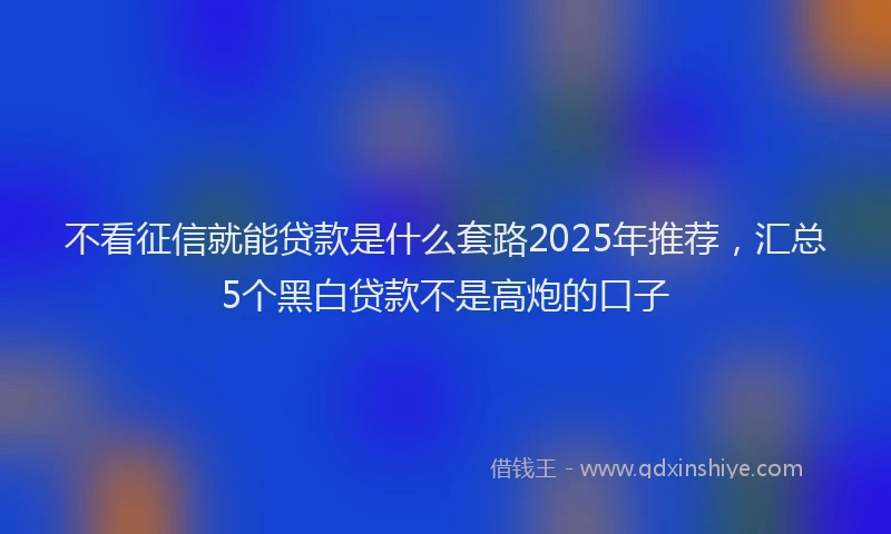 不看征信就能贷款是什么套路2025年推荐，汇总5个黑白贷款不是高炮的口子