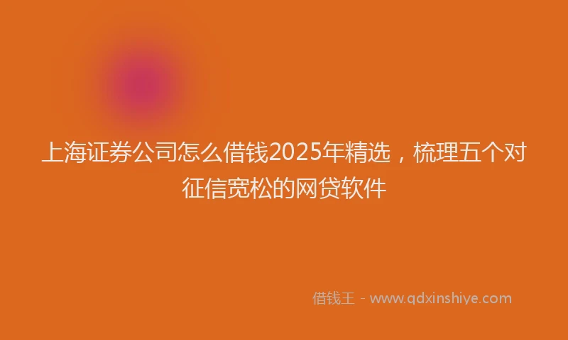 上海证券公司怎么借钱2025年精选，梳理五个对征信宽松的网贷软件