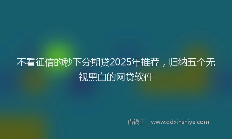 不看征信的秒下分期贷2025年推荐，归纳五个无视黑白的网贷软件