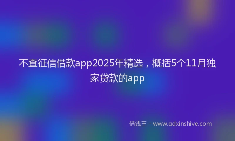 不查征信借款app2025年精选，概括5个11月独家贷款的app
