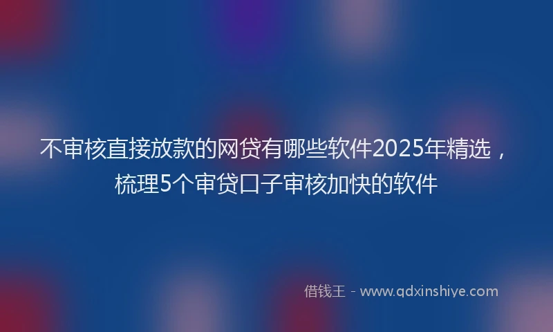 不审核直接放款的网贷有哪些软件2025年精选，梳理5个审贷口子审核加快的软件