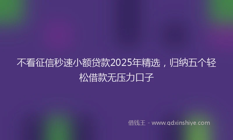 不看征信秒速小额贷款2025年精选，归纳五个轻松借款无压力口子
