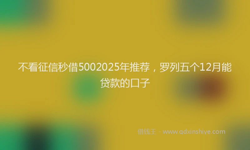 不看征信秒借5002025年推荐，罗列五个12月能贷款的口子