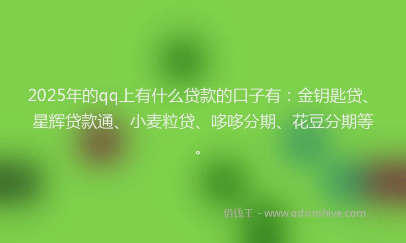 2025年的qq上有什么贷款的口子有：金钥匙贷、星辉贷款通、小麦粒贷、哆哆分期、花豆分期等。