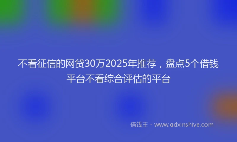 不看征信的网贷30万2025年推荐，盘点5个借钱平台不看综合评估的平台