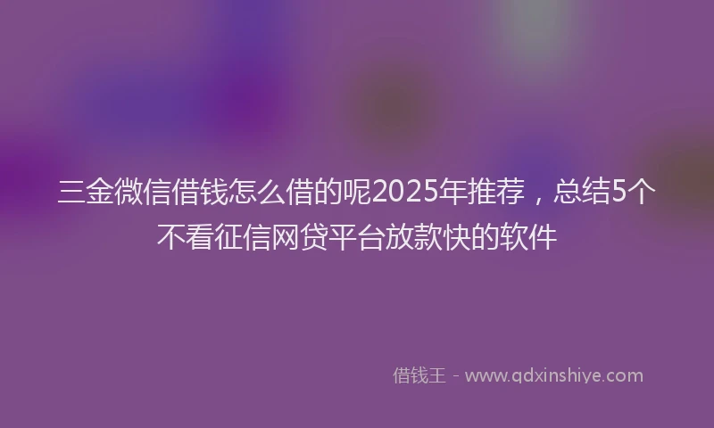 三金微信借钱怎么借的呢2025年推荐，总结5个不看征信网贷平台放款快的软件
