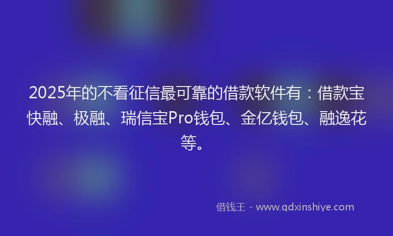 2025年的不看征信最可靠的借款软件有：借款宝快融、极融、瑞信宝Pro钱包、金亿钱包、融逸花等。