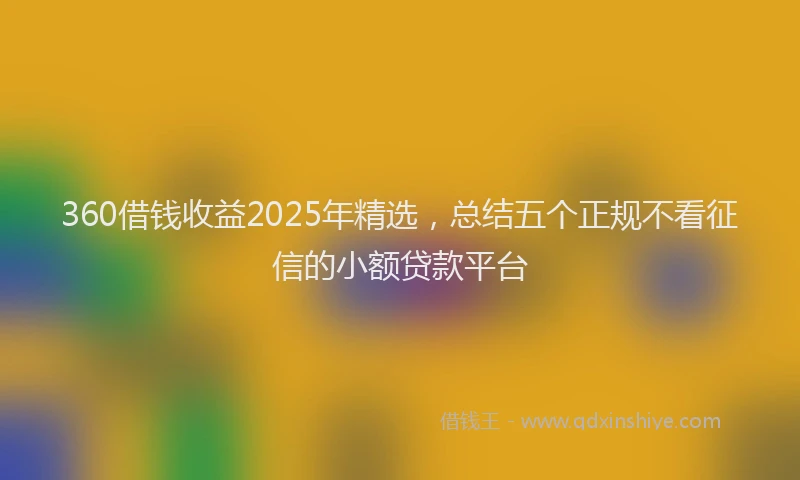 360借钱收益2025年精选，总结五个正规不看征信的小额贷款平台