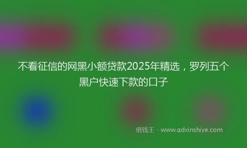 不看征信的网黑小额贷款2025年精选，罗列五个黑户快速下款的口子