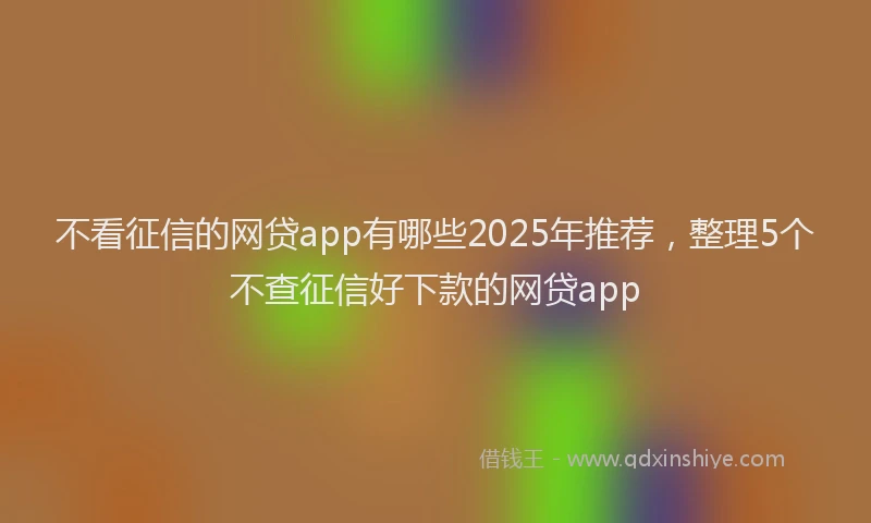 不看征信的网贷app有哪些2025年推荐，整理5个不查征信好下款的网贷app