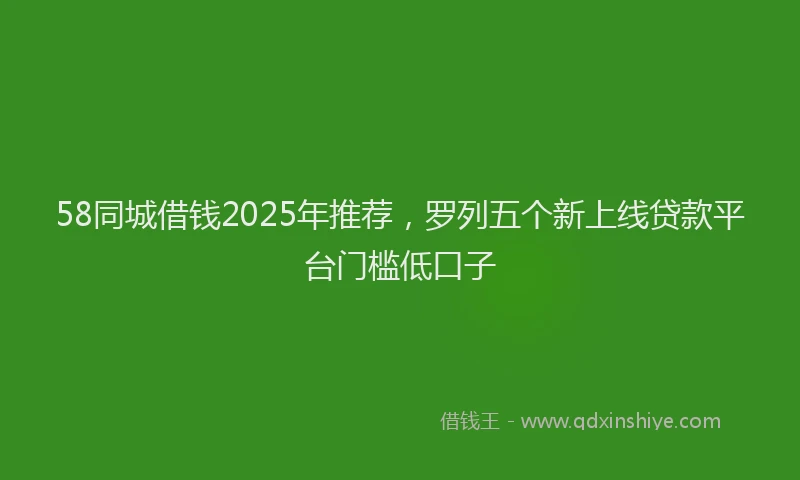 58同城借钱2025年推荐，罗列五个新上线贷款平台门槛低口子