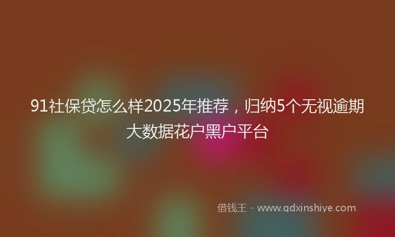 91社保贷怎么样2025年推荐，归纳5个无视逾期大数据花户黑户平台