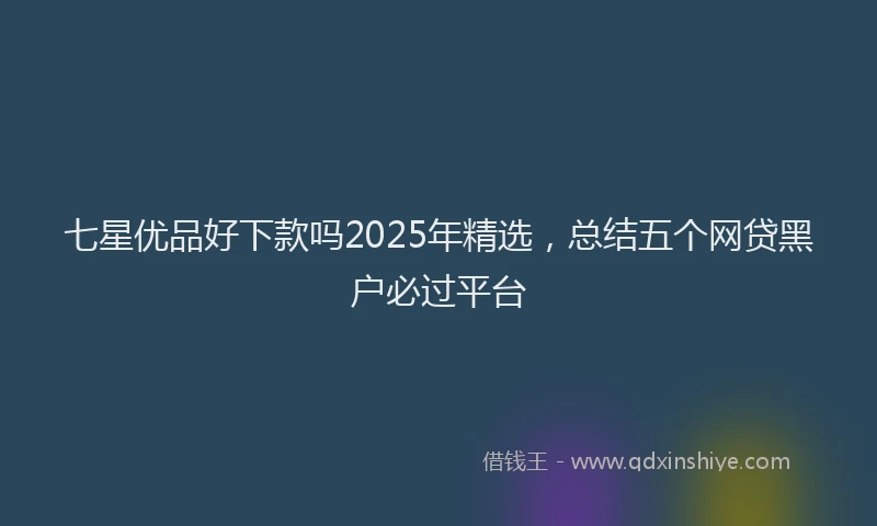 七星优品好下款吗2025年精选，总结五个网贷黑户必过平台