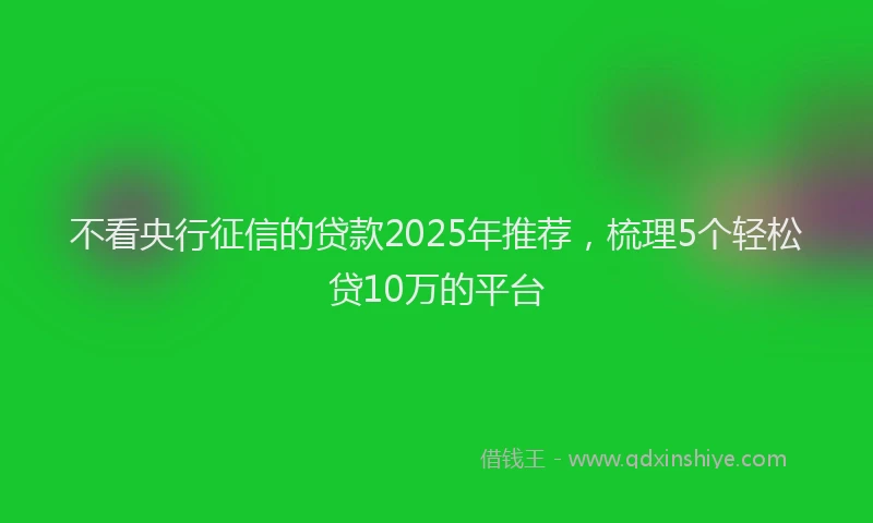 不看央行征信的贷款2025年推荐，梳理5个轻松贷10万的平台