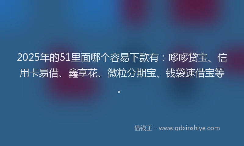 2025年的51里面哪个容易下款有：哆哆贷宝、信用卡易借、鑫享花、微粒分期宝、钱袋速借宝等。
