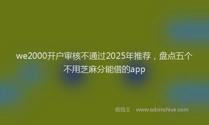 we2000开户审核不通过2025年推荐，盘点五个不用芝麻分能借的app